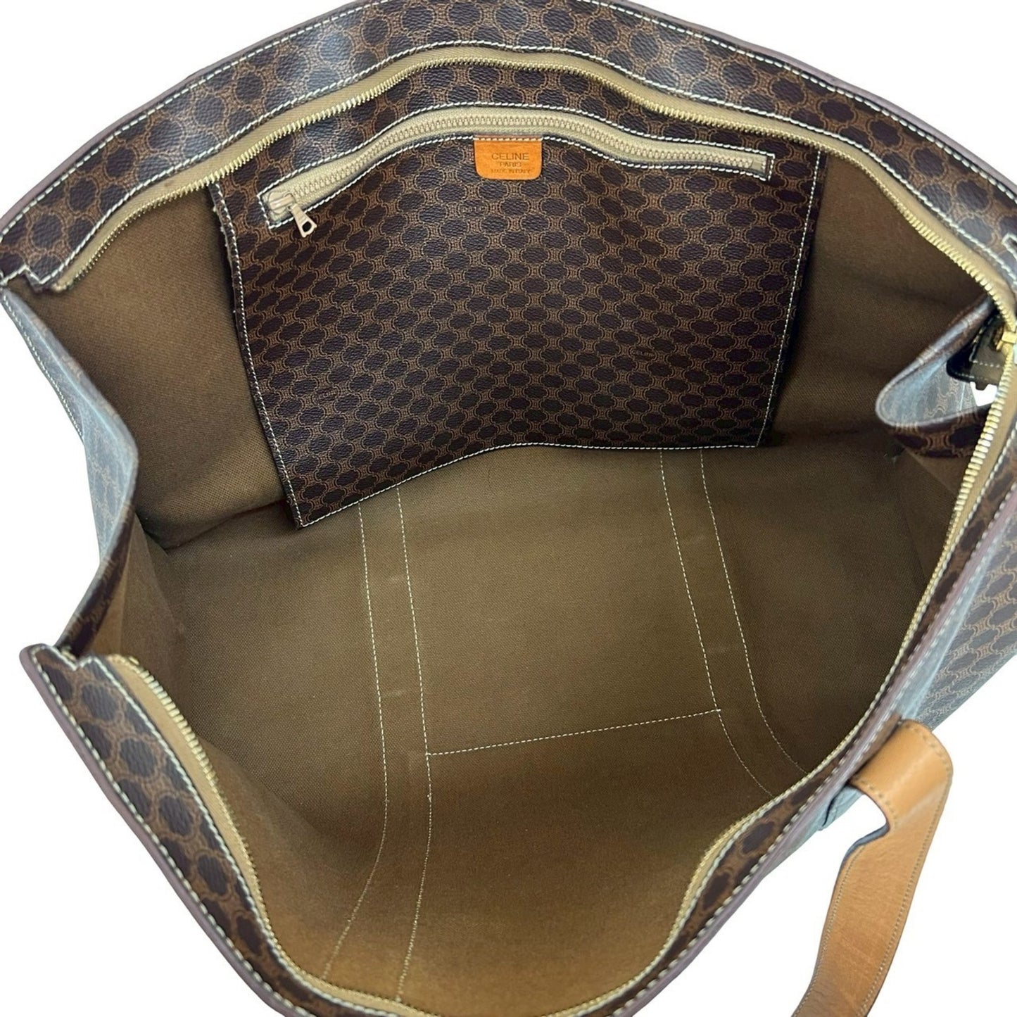 Celine Vintage Macadam Blason Triomphe Logo Leather Tote Bag