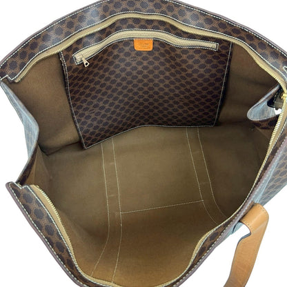 Celine Vintage Macadam Blason Triomphe Logo Leather Tote Bag