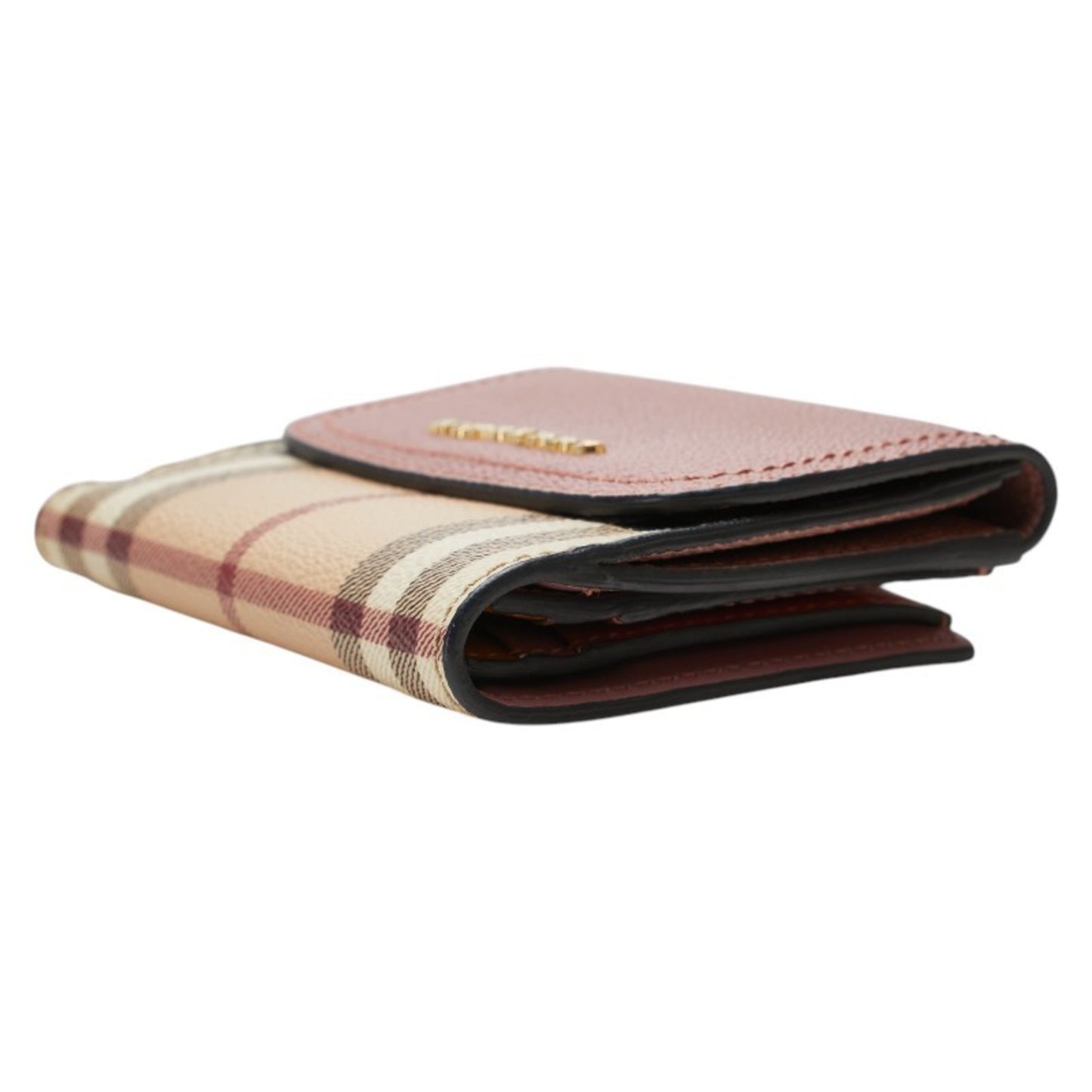 Burberry Nova Check Bifold Wallet In Beige And Pink Leather