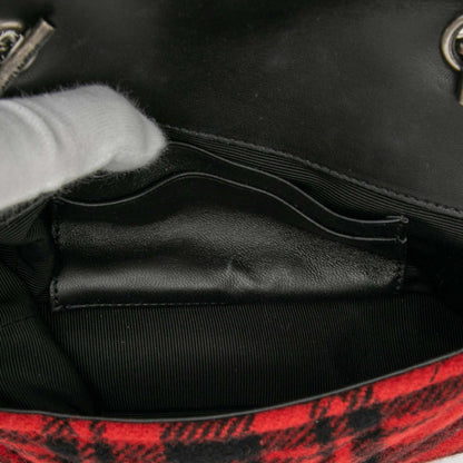 Saint Laurent Baby Chai Chain Shoulder Bag 399289 Red Black Wool Leather