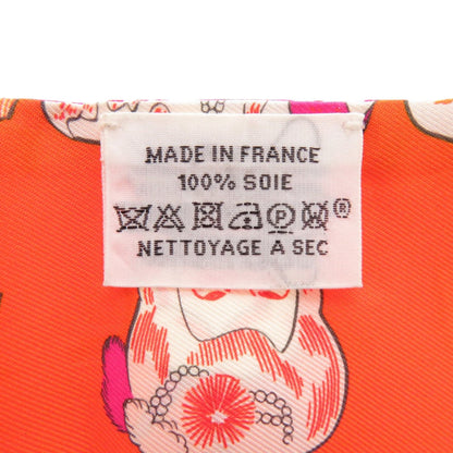 Hermes Twilly Dress Code Silk Orange Fuchsia White Scarf Muffler 0148 Hermes
