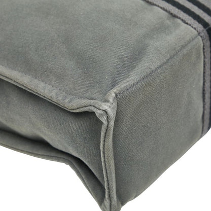 Hermes Foule Tote Mm Handbag Bag Gray Black Canvas