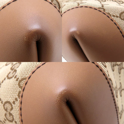 Gucci 247209 Tote Bag Gg Canvas X Leather Beige Brown