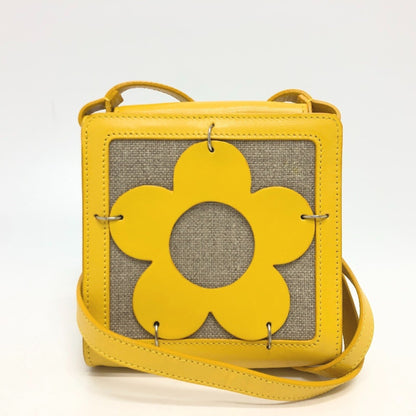 Celine Flower Pochette Shoulder Bag Leather Canvas