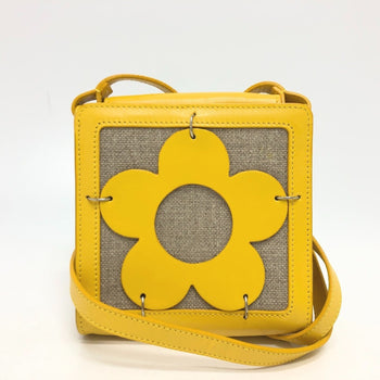 Celine Flower Pochette Shoulder Bag Leather Canvas