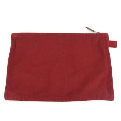 Hermes Pouch Bora Cotton Leather Bordeaux Maroon Flat Multi-Purpose Accessories