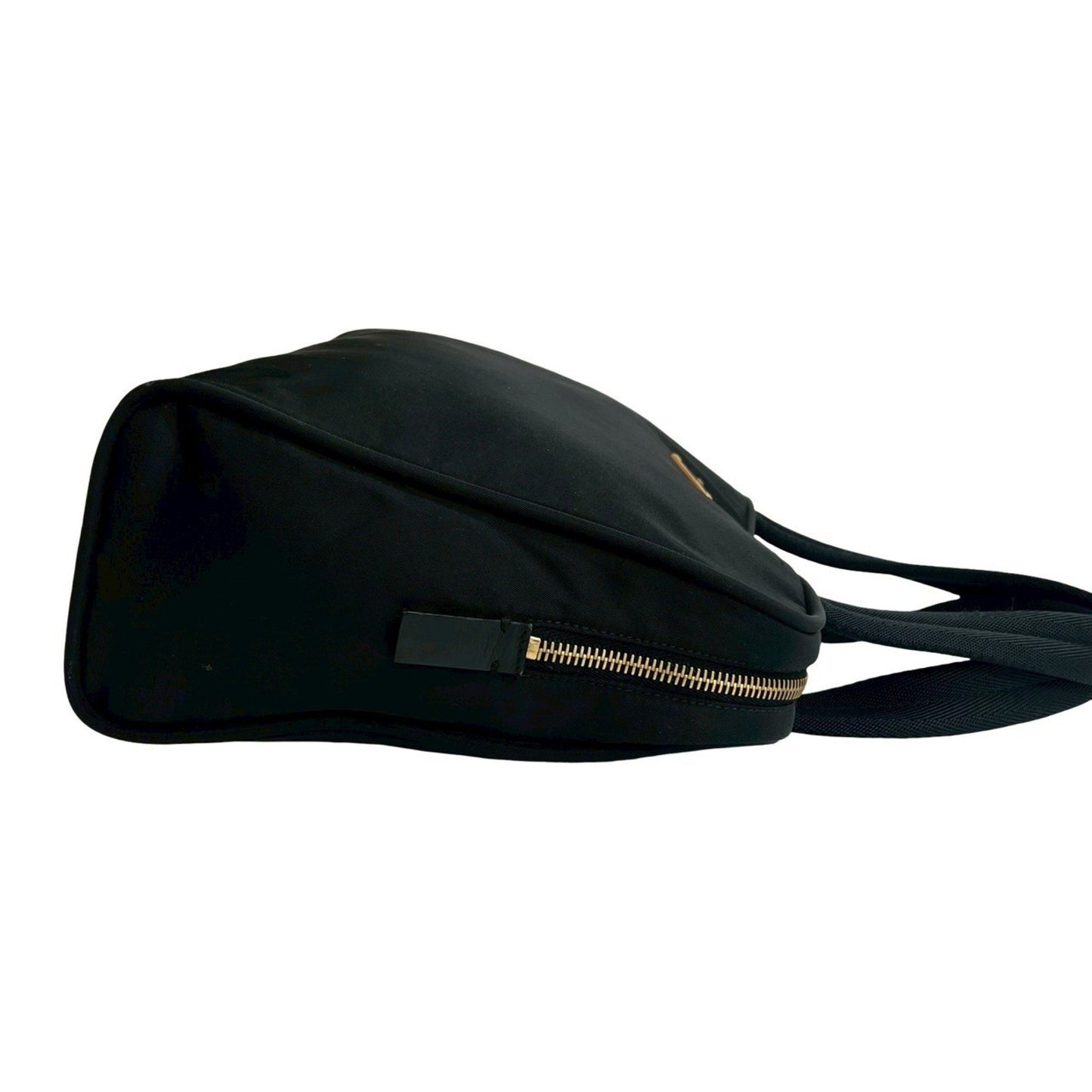 Prada Prada Triangle Logo Gold Plated Tessuto Nylon Handbag Mini Boston Bag Black 144-5