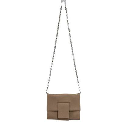Maison Margiela Mm6 Grained Leather Chain Shoulder Bag In Pink Beige