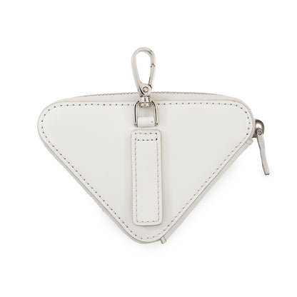 Prada Triangle Wallet/Coin Case 1Tl433 Prada Coin Purse Mini Pouch White