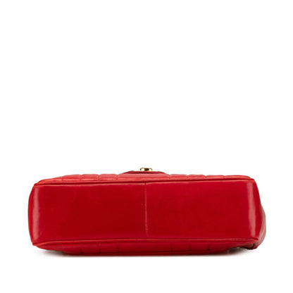 Chanel Mademoiselle Coco Mark Chain Shoulder Bag Handbag Red Lambskin