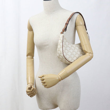 Celine Ava Triomphe Canvas Shoulder Bag (193952Bzj.01Bc) In White