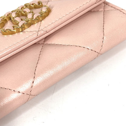 Chanel 19Th Line Cc Mark Wallet Coin Compartment Coin Purse Pink Gold