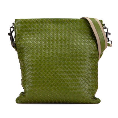 Bottega Veneta Intrecciato Crossbody Shoulder Bag In Green Leather