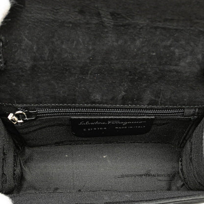 Salvatore Ferragamo 2-Way Handbag/Shoulder Bag In Black Nubuck Leather