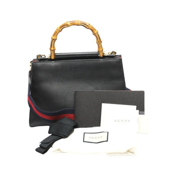 Gucci Handbag Bamboo Leather 2Way Bag 459076 Black