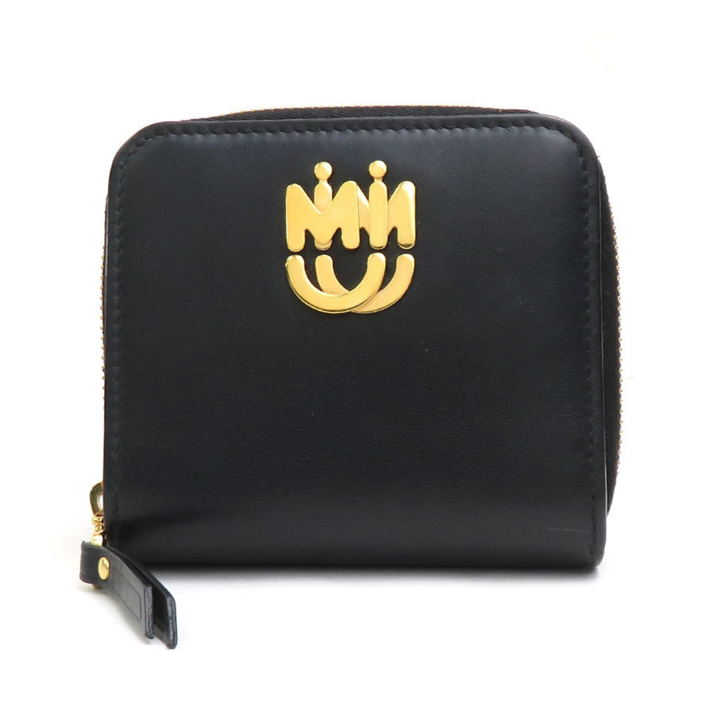 Miu Miumiu Bi-Fold Wallet Leather Black