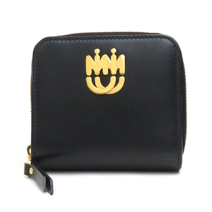 Miu Miumiu Bi-Fold Wallet Leather Black