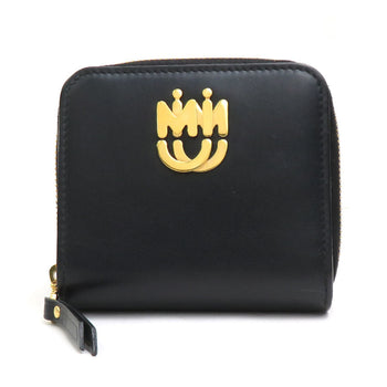 Miu Miumiu Bi-Fold Wallet Leather Black