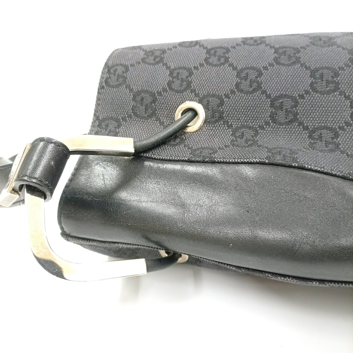 Gucci 001 3748 Handbag Gg Canvas Leather Black Ja-25117