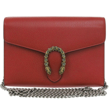 Gucci Dionysus Chain Wallet 401231 Leather Red Shoulder Bag 0828Gucci