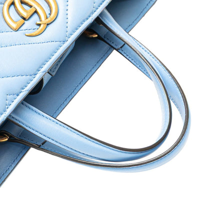Gucci Gg Marmont 2-Way Handbag/Shoulder Bag 448054 Blue Leather