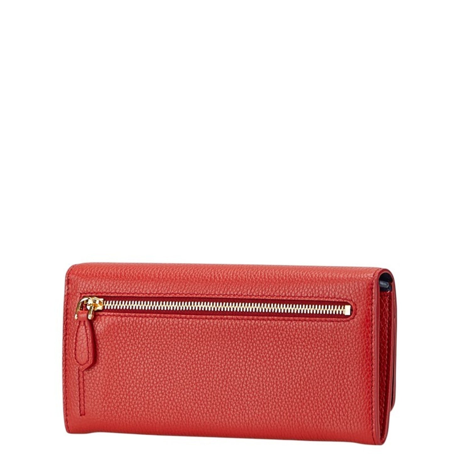 Prada Vitello Dino Long Wallet 1Mh132 Red Calfskin Leather