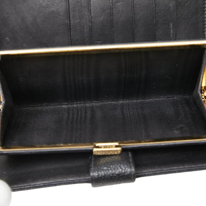Chanel Coco Mark Long Wallet Black Caviar Skin