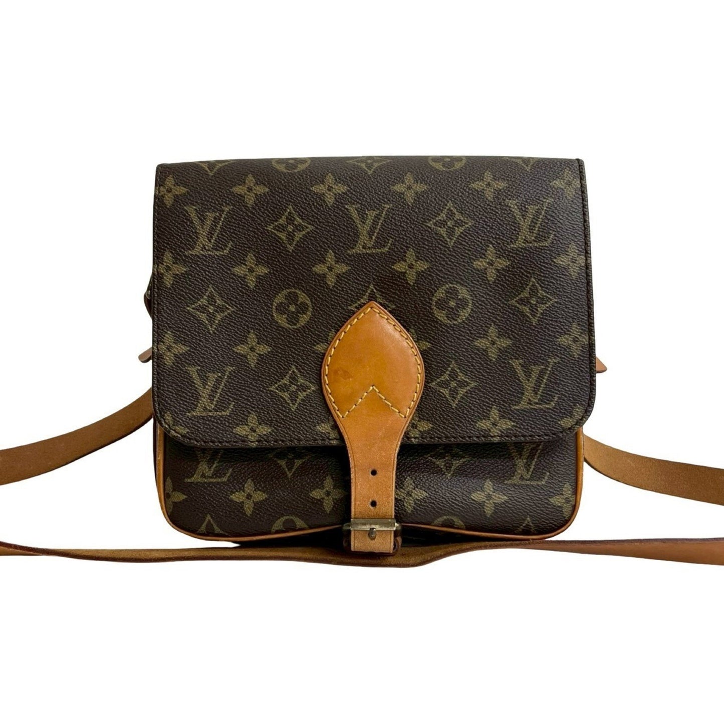 Louis Vuitton Vintage Saint-Cloud Monogram Leather Shoulder Bag/Pochette/Sacoche Brown 36278