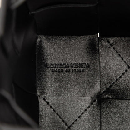 Bottega Veneta Maxi Intrecciato Cassette Mini Shoulder Bag In Black Leather