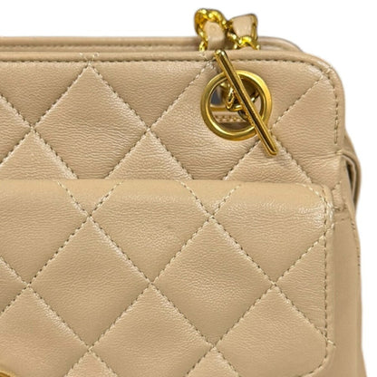 Chanel Shoulder Bag Lambskin Beige