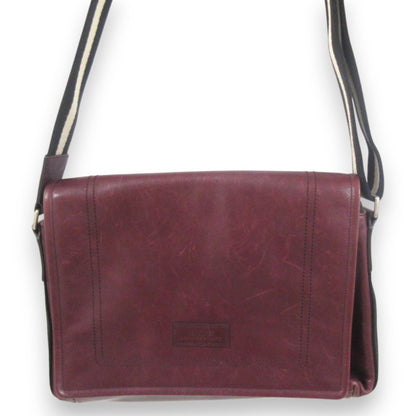 Bally Tepolt Leather Flap Messenger Shoulder Bag Burgundy Red