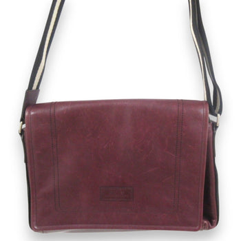 Bally Tepolt Leather Flap Messenger Shoulder Bag Burgundy Red