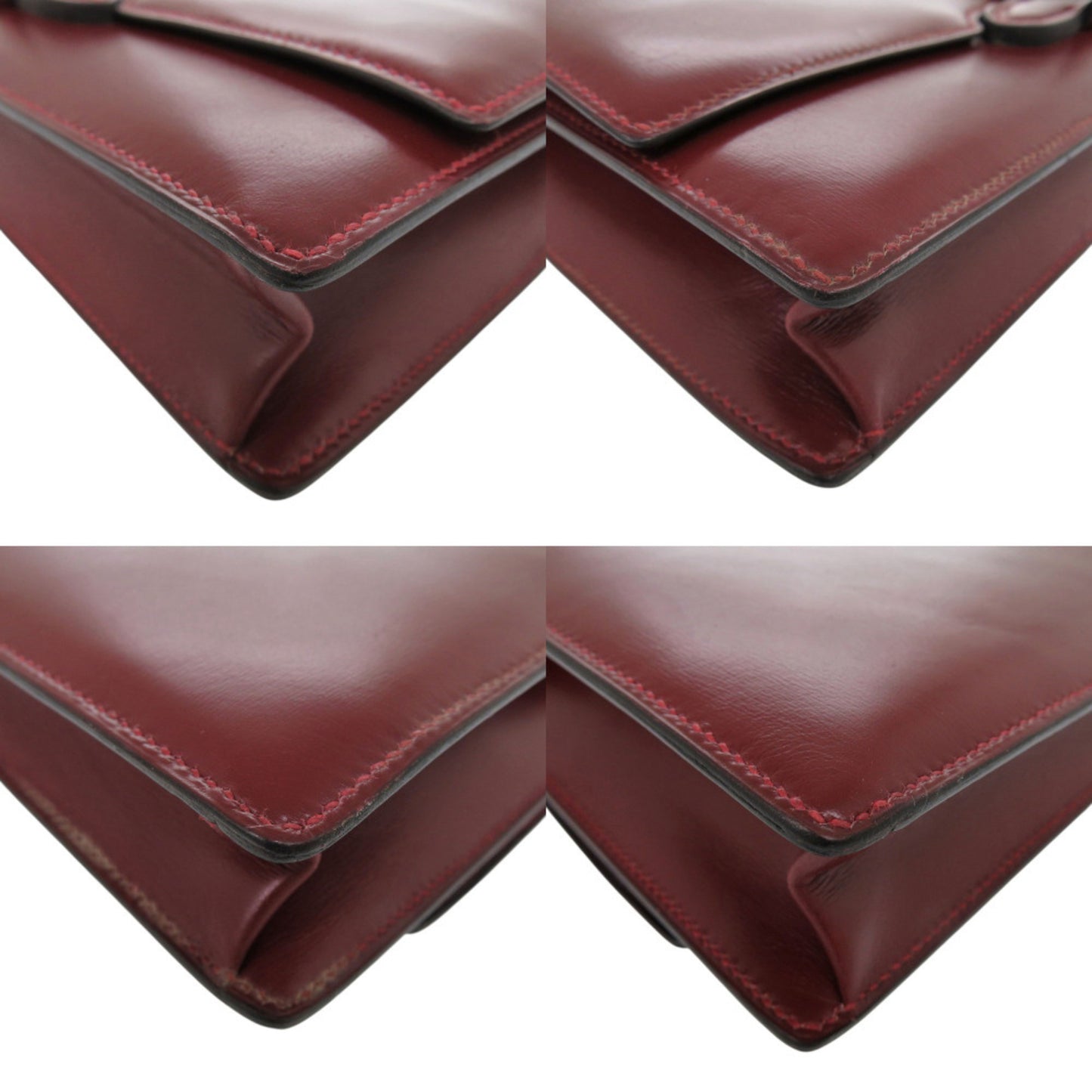 Herms Vintage Braided Strap Box Calf Rouge H Shoulder Bag With ?M Stamp