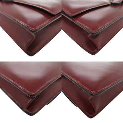 Herms Vintage Braided Strap Box Calf Rouge H Shoulder Bag With ?M Stamp