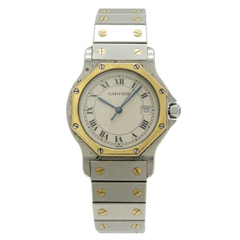 Cartier Santos Octagon Ivory Dial Yellow Gold Stainless Steel