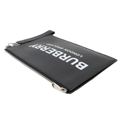 Burberry Print Clutch Bag In Black Leather