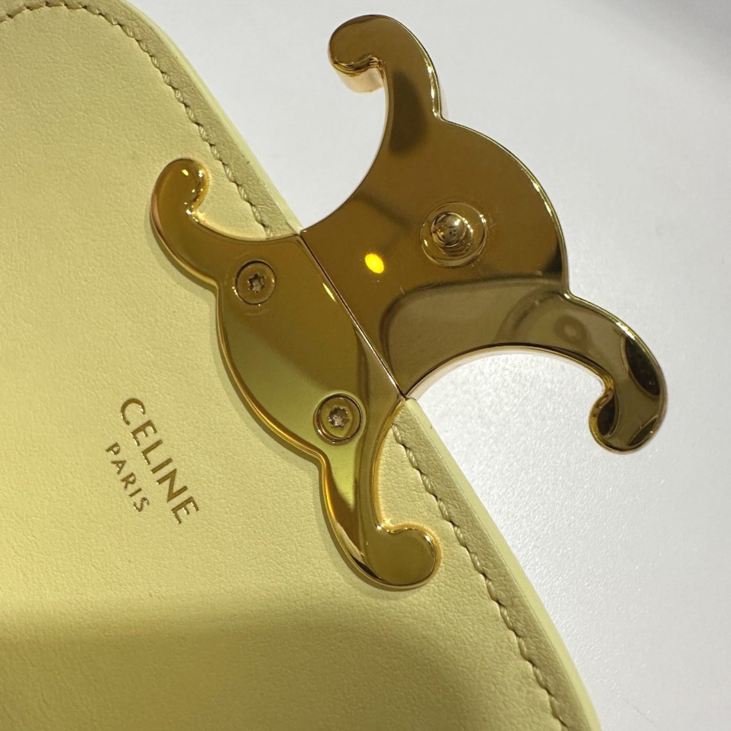 Celine 10I513Dpv.11Oy Shiny Calfskin Micro Bag Pochette Bag Crossbody Shoulder Bag Soft Yellow
