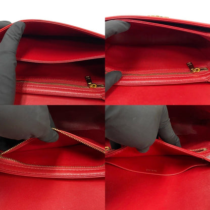 Celine Triomphe Logo Hardware Leather Mini Shoulder Bag Pochette Red 36147