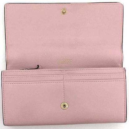 Valentino Garavani Bifold Long Wallet Pink Rockstud Studded Leather