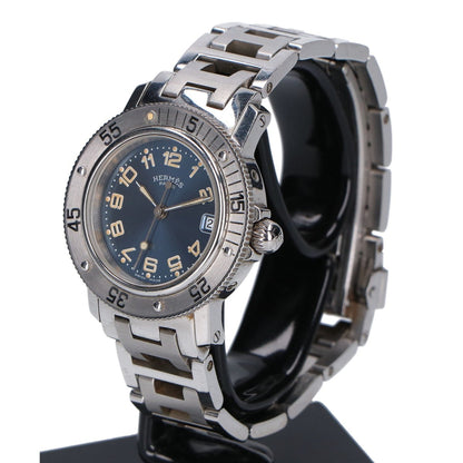 Hermes Cl5 210 Clipper Diver Date Stainless Steel Watch With Navy Dial And Quartz Movement