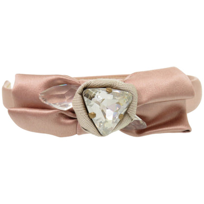 Miu Miu Miu Jeweled Ribbon Headband 04289 Satin Crystal Rayon F0770 Cammeo Pink Head Accessory 0464
