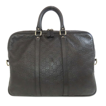 Gucci 208463 Gg Signature Shima Bag Leather