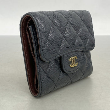 Chanel Matelasse Tri-Fold Wallet In Caviar Leather