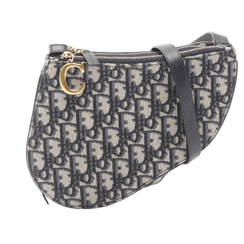 Christian Dior Dior Saddle Bag Oblique Shoulder Canvas Leather