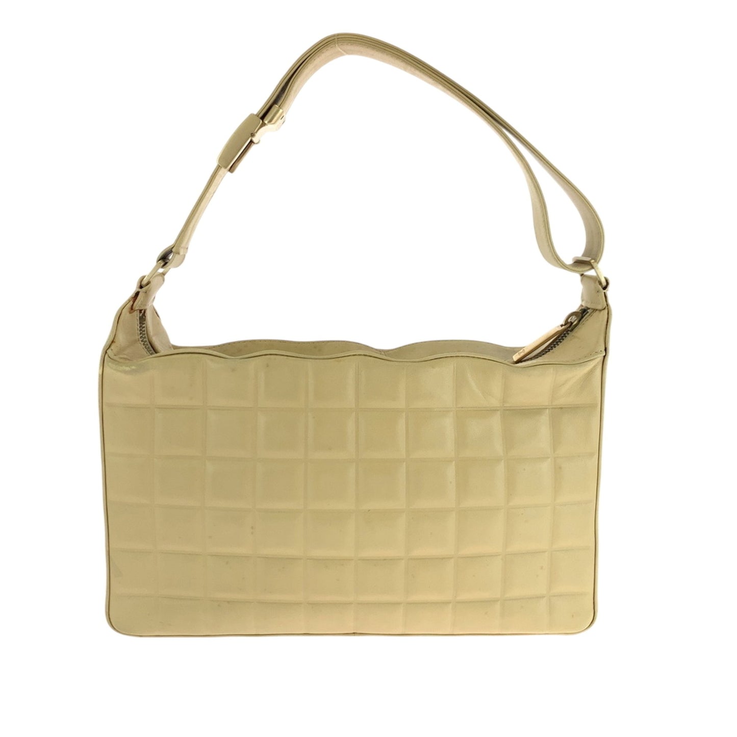 Chanel Vintage Chocolate Bar Coco Mark Beige Lambskin Shoulder Bag With Gold Hardware