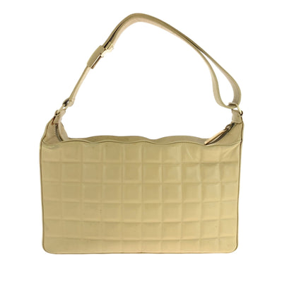 Chanel Vintage Chocolate Bar Coco Mark Beige Lambskin Shoulder Bag With Gold Hardware