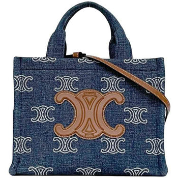 Celine 2-Way Cabatais Bag F-23699 In Blue And Brown Triomphe (199162Fed.07At) Denim