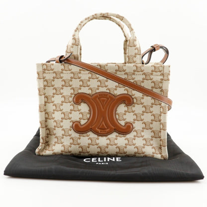 Celine Triomphe Small Hippo Thais Handbag Shoulder 19916 2Ez6 01Bc Canvas Beige 2Way A5