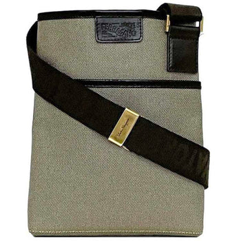 Salvatore Ferragamo Shoulder Bag Ec-23491 Grey Brown Pvc Canvas Crossbody