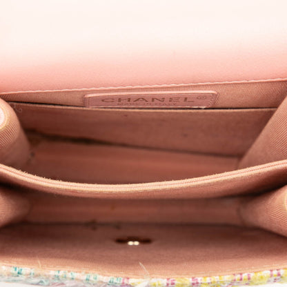 Chanel Boy Chanel Coco Mark Chain Shoulder Bag In Pink Multicolor Tweed